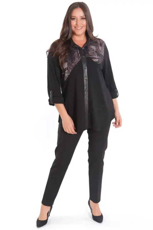 Plus Size Asymmetric Cut Knitted Burgundy Shirt - 2