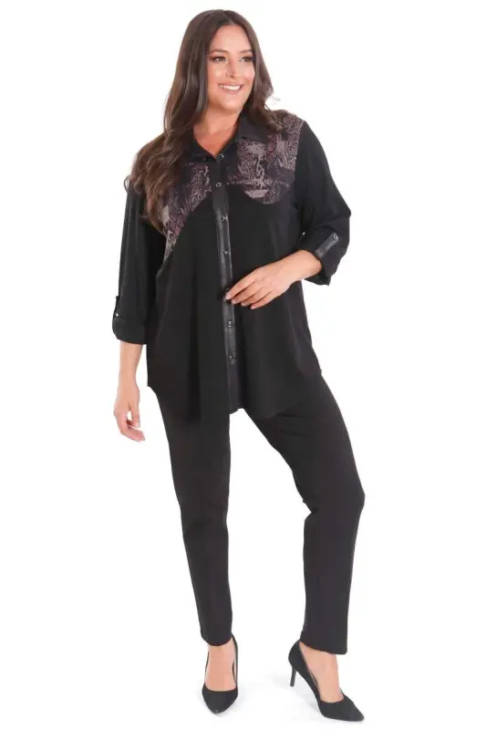 Plus Size Asymmetric Cut Knitted Burgundy Shirt - 4