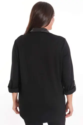 Plus Size Asymmetric Cut Knitted Burgundy Shirt - 5