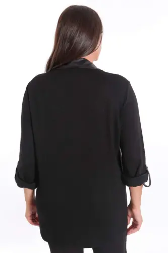 Plus Size Asymmetric Cut Knitted Khaki Shirt - 6