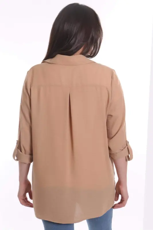Plus Size Beige Stone Stripe Detail Suit Jacket - 5