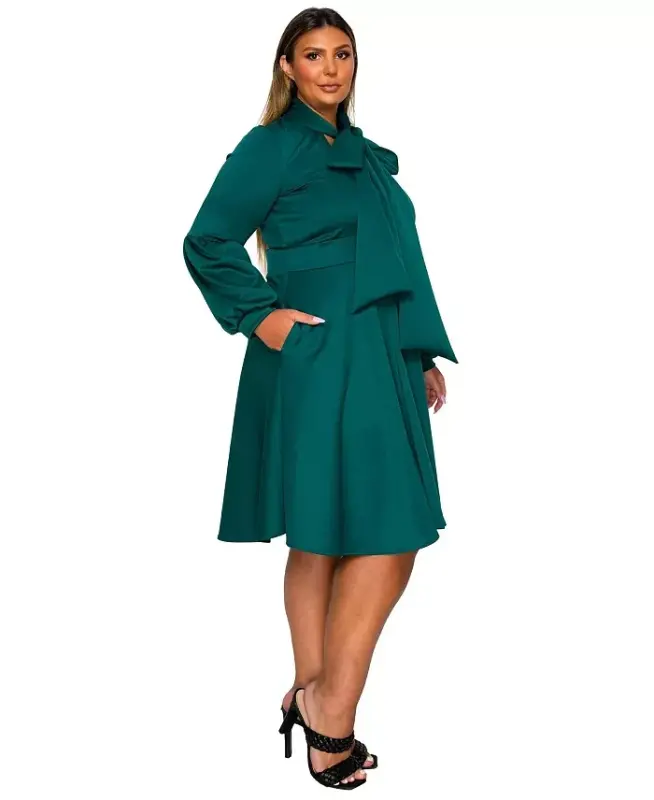 Plus Size Bekah Flare Pocket Dress - Emerald - 2