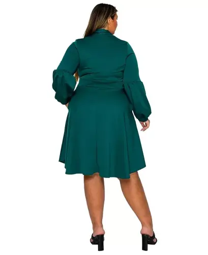 Plus Size Bekah Flare Pocket Dress - Emerald - 3