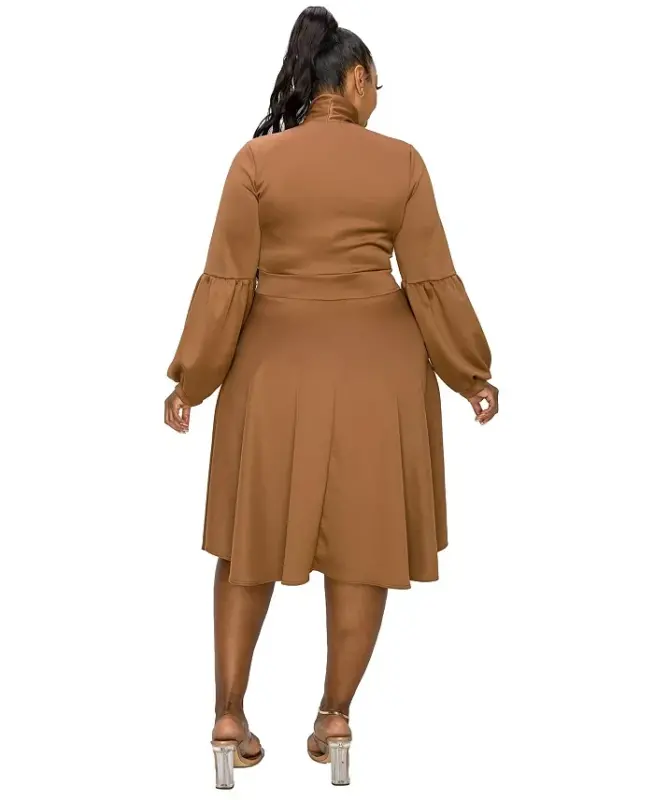 Plus Size Bekah Flare Pocket Dress - Tobacco - 3