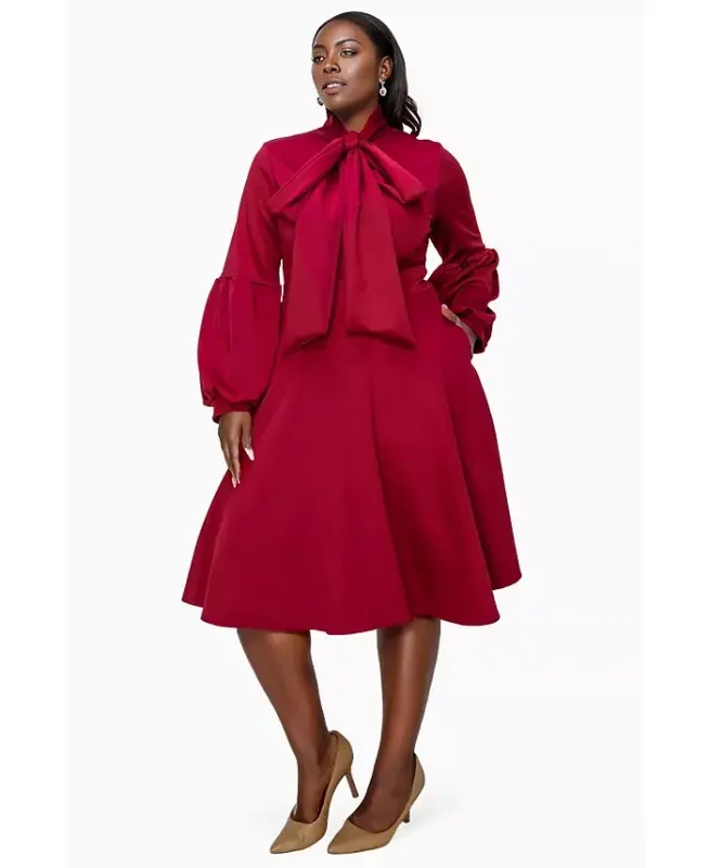 Plus Size Bekah Flare Pocket Dress - Wine - 2