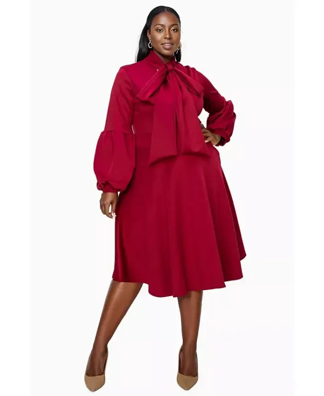 Plus Size Bekah Flare Pocket Dress - Wine - 1