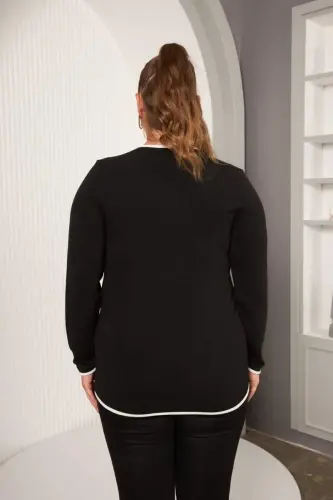 Plus Size Bias-Cut Blouse Black - 6