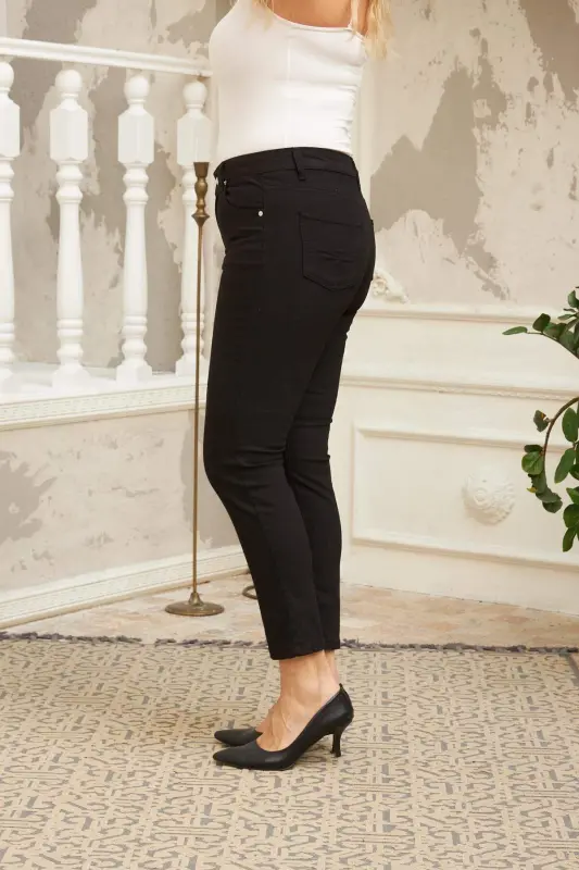 Plus Size Black Cotton Pants - 3