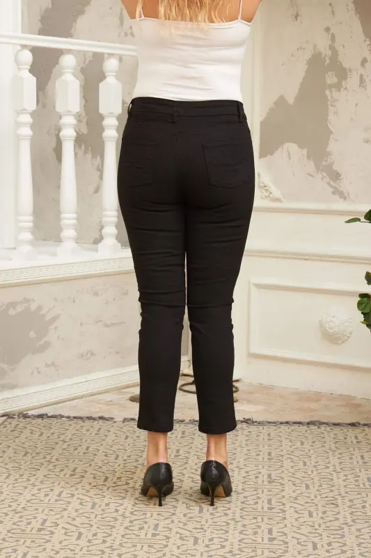 Plus Size Black Cotton Pants - 4