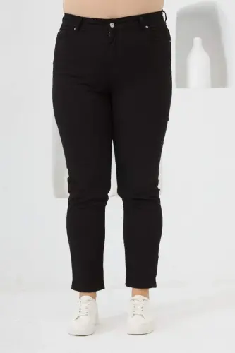 Plus Size Black Cotton Pants - BÜYÜKBEDENIZ (1)