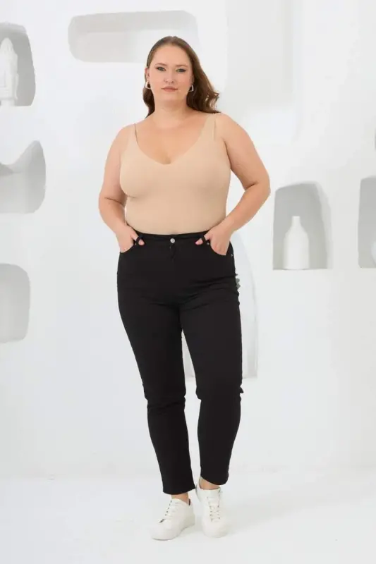 Plus Size Black Cotton Pants - 5