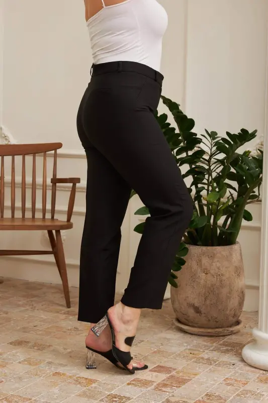 Plus Size Black Fabric Pants - 2