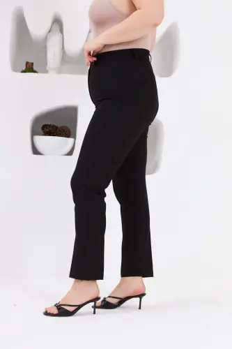 Plus Size Black Fabric Trousers with Pocket Detail - BÜYÜKBEDENIZ (1)