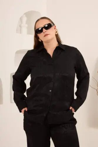 Plus Size Black Snake Print Women's Shirt - 1