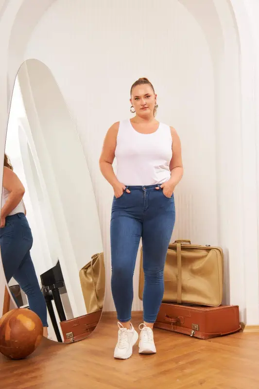 Plus Size Blue Pants - 4