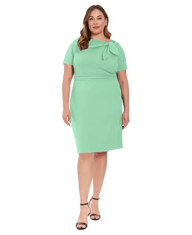 Plus Size Bow-Neck Sheath Dress - Katydid - 1