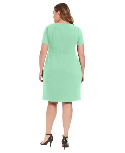Plus Size Bow-Neck Sheath Dress - Katydid - 3