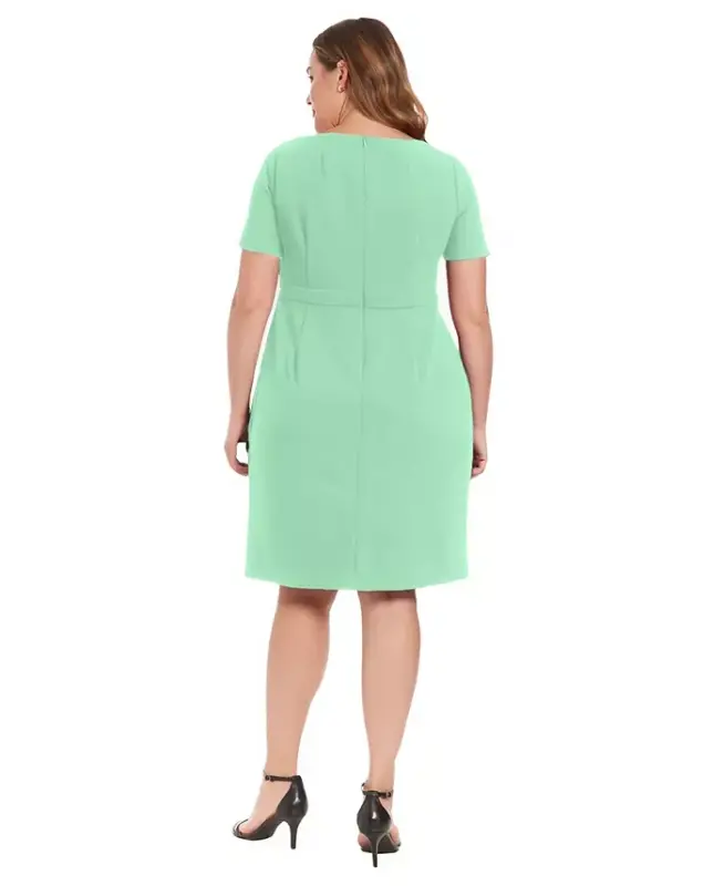 Plus Size Bow-Neck Sheath Dress - Katydid - 3