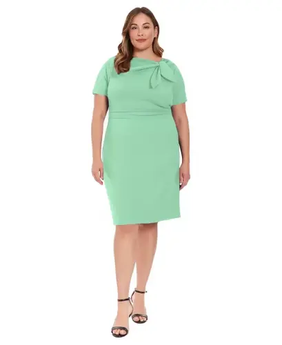 Plus Size Bow-Neck Sheath Dress - Katydid 