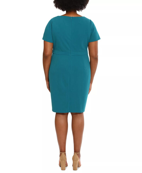 Plus Size Bow-Neck Sheath Dress Spruce - 2