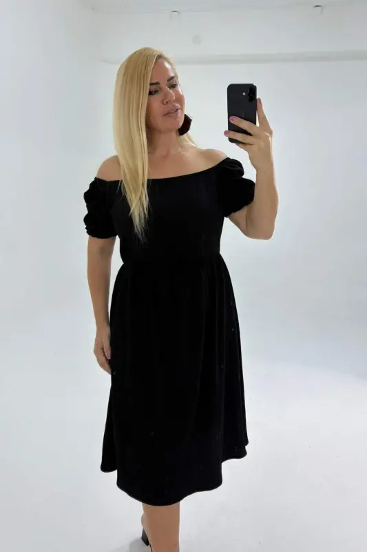Plus Size Carmen Neck Very Stretchy Waist Mediterranean Dress GLS46 - 2