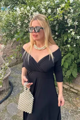 Plus Size Carmen Neckline Evening Dress GLS8003 - BÜYÜKBEDENIZ (1)