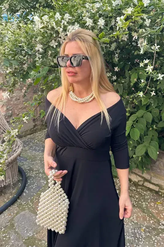 Plus Size Carmen Neckline Evening Dress GLS8003 - 2