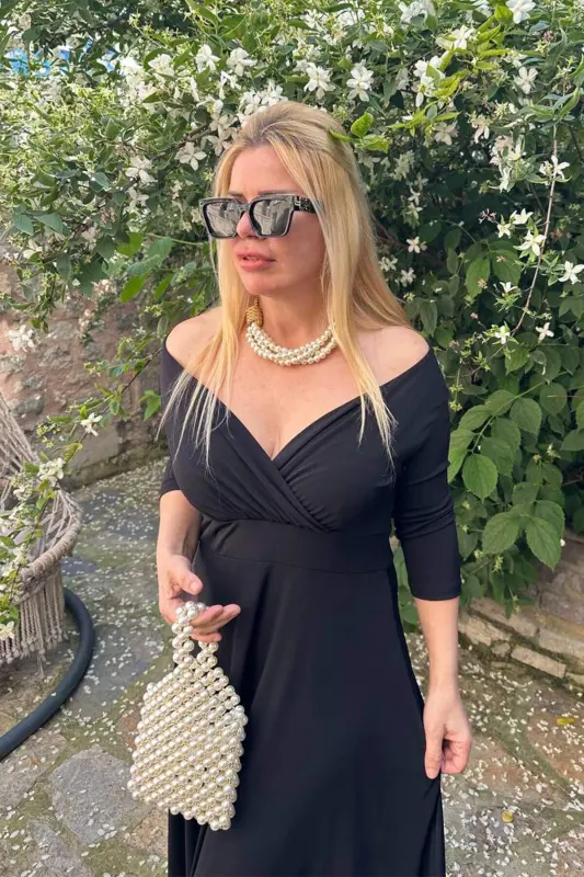 Plus Size Carmen Neckline Evening Dress GLS8003 - 2