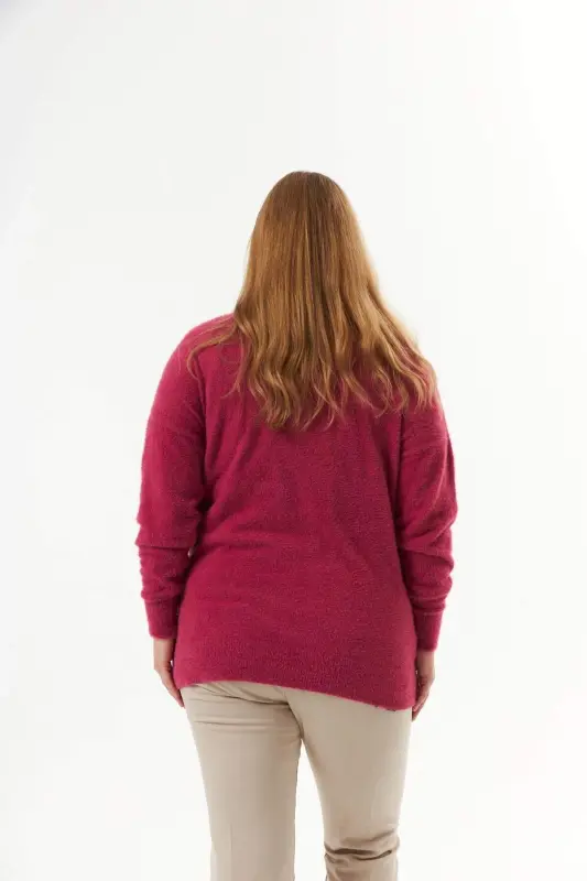 Plus Size Cashmere Blend Bearded Knit Sweater Violet - 10