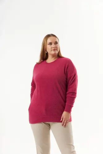 Plus Size Cashmere Blend Bearded Knit Sweater Violet - 3