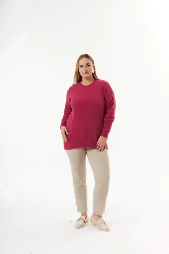 Plus Size Cashmere Blend Bearded Knit Sweater Violet - 6
