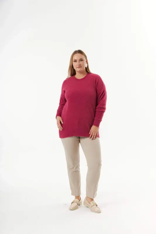 Plus Size Cashmere Blend Bearded Knit Sweater Violet - 6