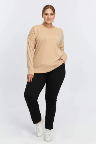 Plus Size Cashmere Blend V-Neck Knit Sweater Mink - 5