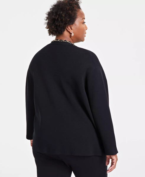 Plus Size Chain-Trim Cardigan, Created for Modazone Deep Black - 2