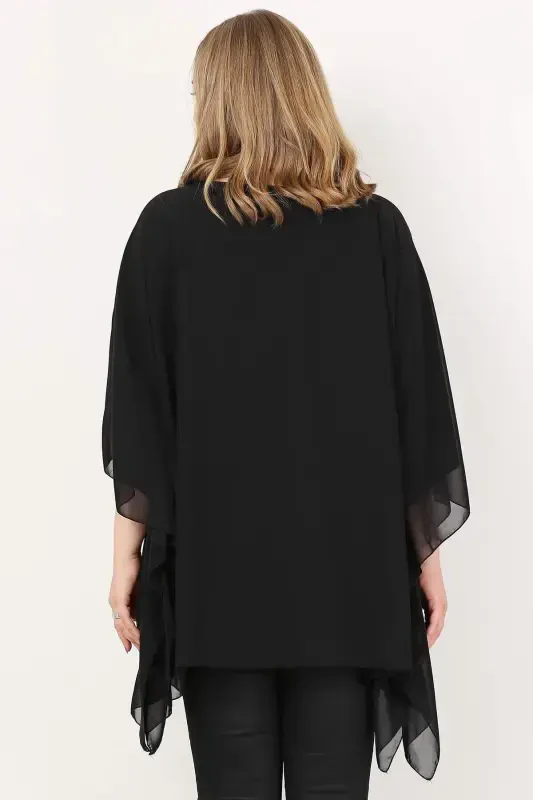 Plus Size Chiffon Evening Dress KL1900 Black - 3