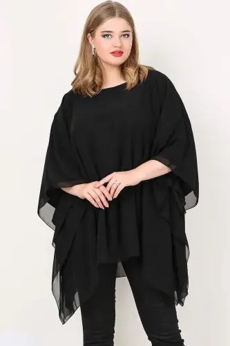 Plus Size Chiffon Evening Dress KL1900 Black - BÜYÜKBEDENIZ (1)