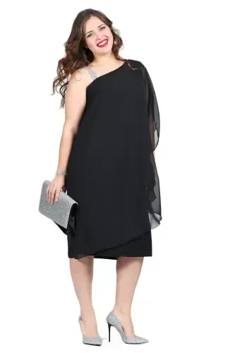 Plus Size Chiffon One Shoulder Dress KL6060K - 1