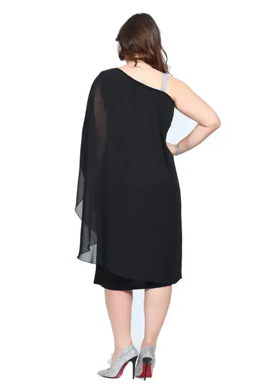 Plus Size Chiffon One Shoulder Dress KL6060K - 4