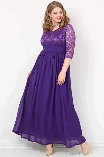 Plus Size Chiffon Spandex Long Maxi Dress 1617 - 3