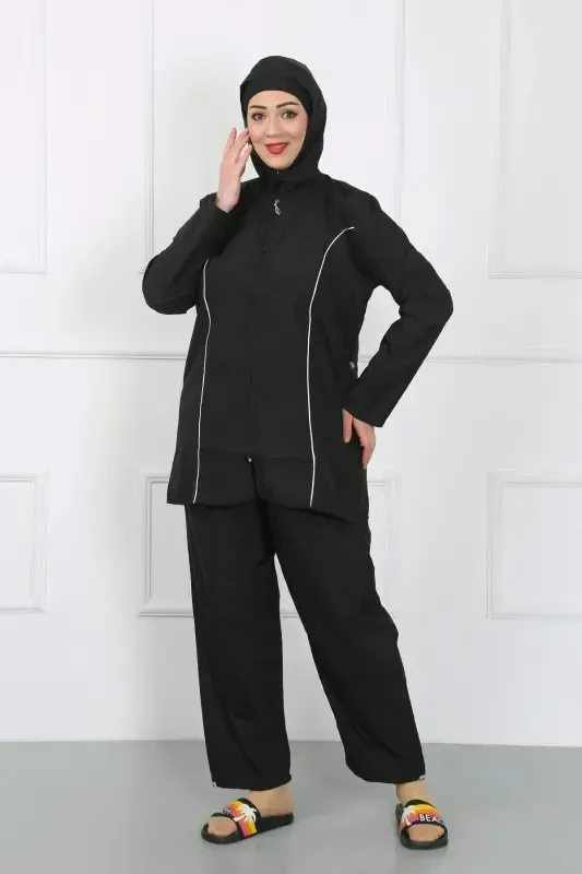 Plus Size Closed Large Swimsuit Black 44010 - 1