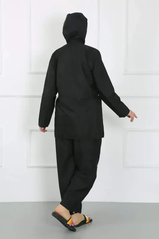 Plus Size Closed Large Swimsuit Black 44010 - 3