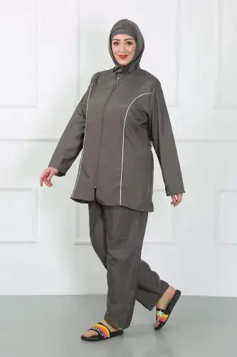 Plus Size Closed Large Swimsuit Smoke 44010 - 1