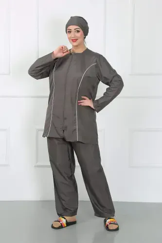 Plus Size Closed Large Swimsuit Smoke 44010 - 5