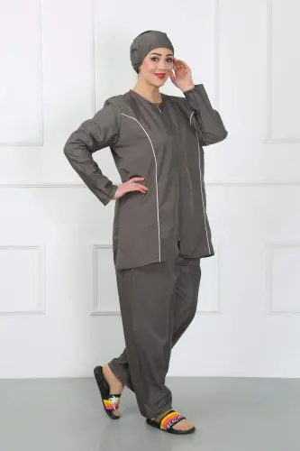 Plus Size Closed Large Swimsuit Smoke 44010 - 3