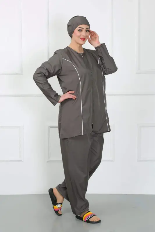 Plus Size Closed Large Swimsuit Smoke 44010 - 3