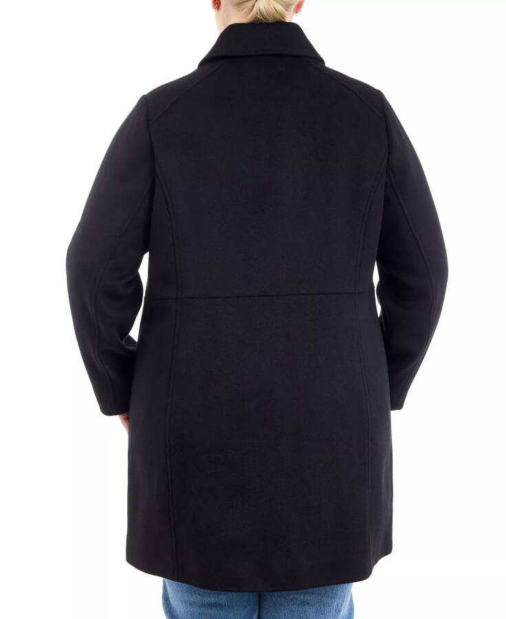 Plus Size Club-Collar Zip-Front Coat, Created for Modazone Black - 2