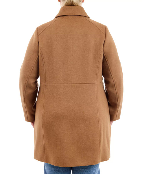 Plus Size Club-Collar Zip-Front Coat, Created for Modazone Dark Camel - 2