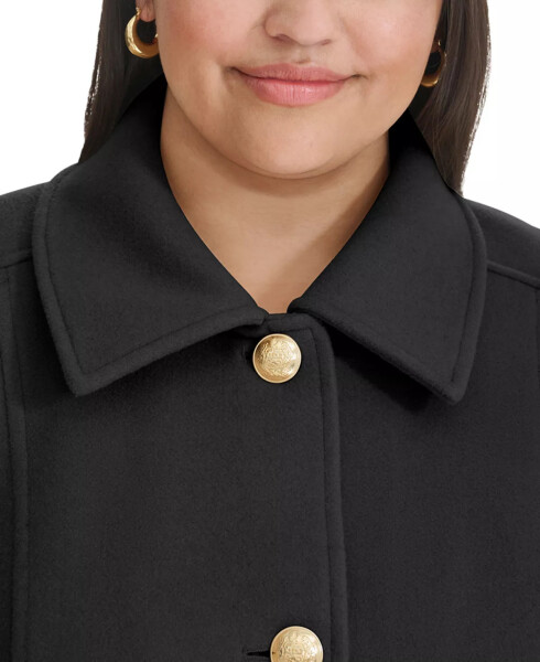 Plus Size Collared Button-Front Coat, Created for Modazone Black - 4