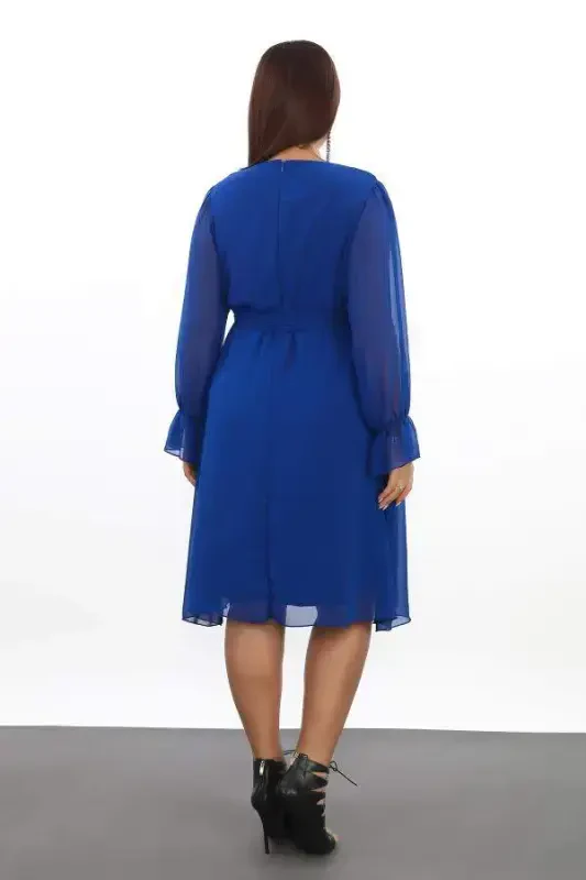 Plus Size Comfortable & Stretchy Short Saks Chiffon Dress KL3086 - 3