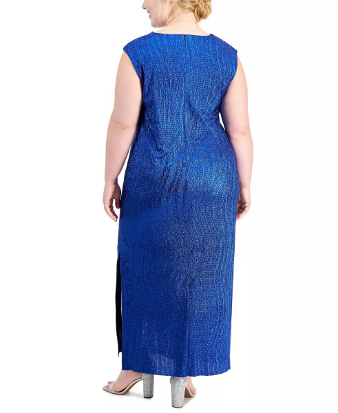 Plus Size Cowlneck Sleeveless Long Dress Royal - 2